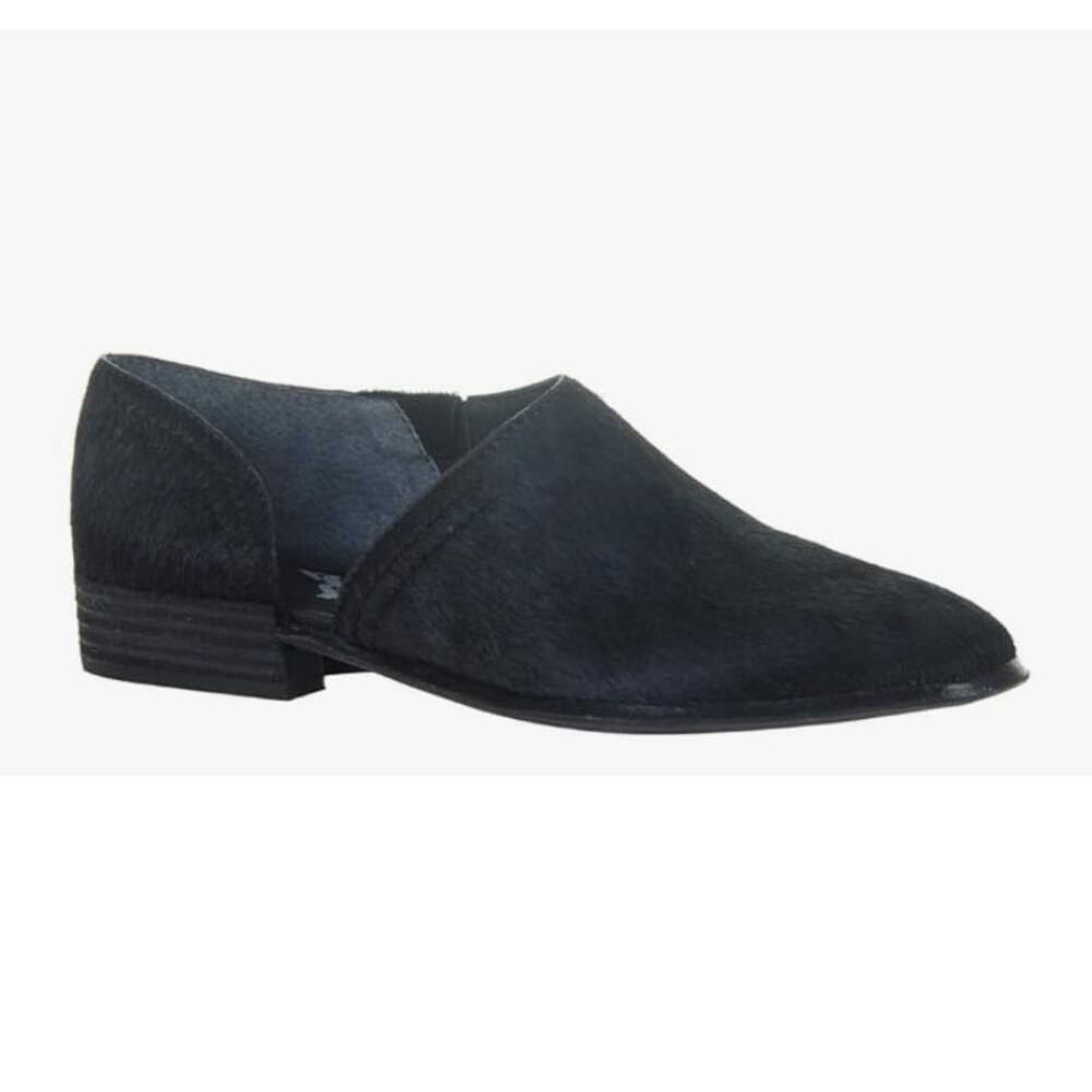 OTBT Coyote Black Calf Hair Leather Shooties 7 Cutout Ankle Booties Comfort